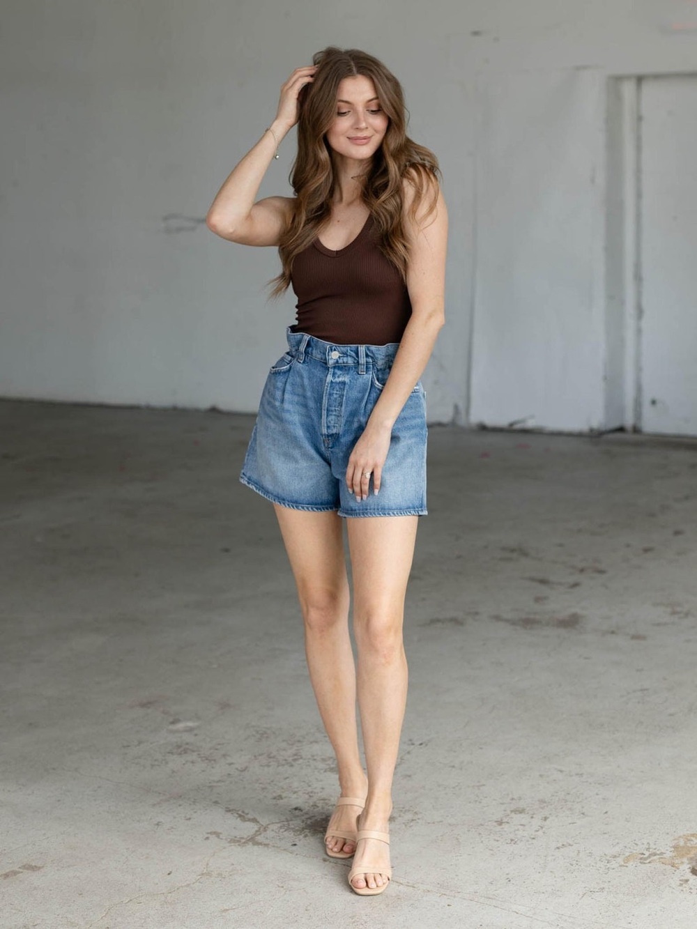 AGOLDE Paperbag High-Waist Denim Shorts Medium Wash Size 27